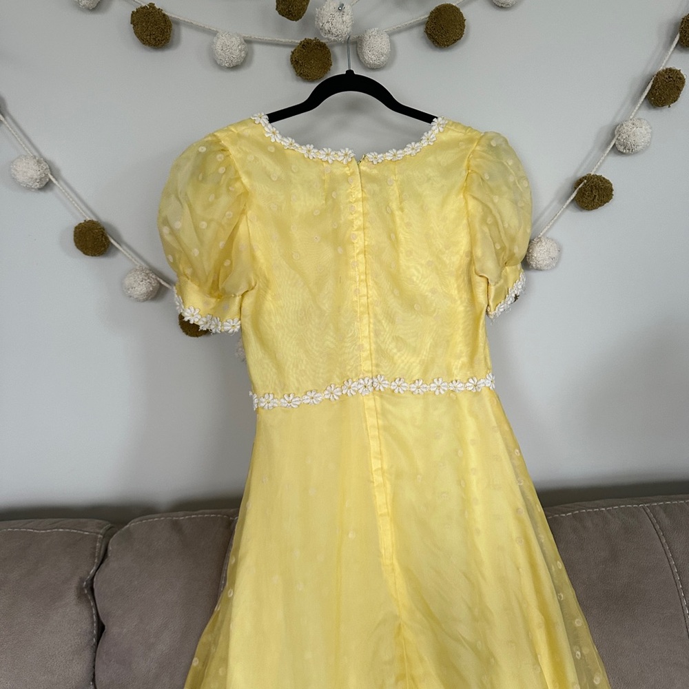 Vintage 70s yellow polka dot dress - Picture 3 of 3